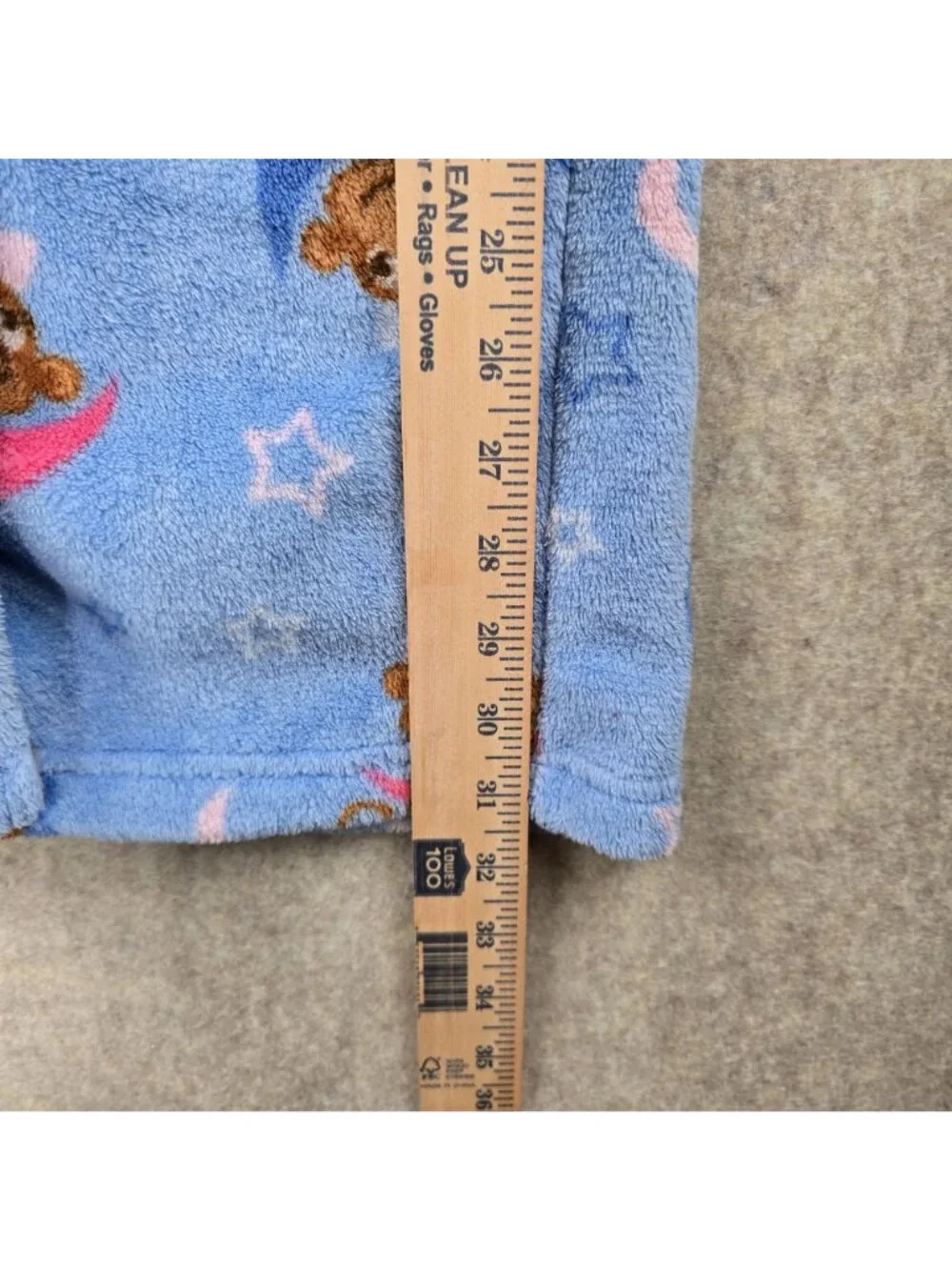 Faded Glory Girls Fleece Blue Robe Monkey Print Flame Resistant